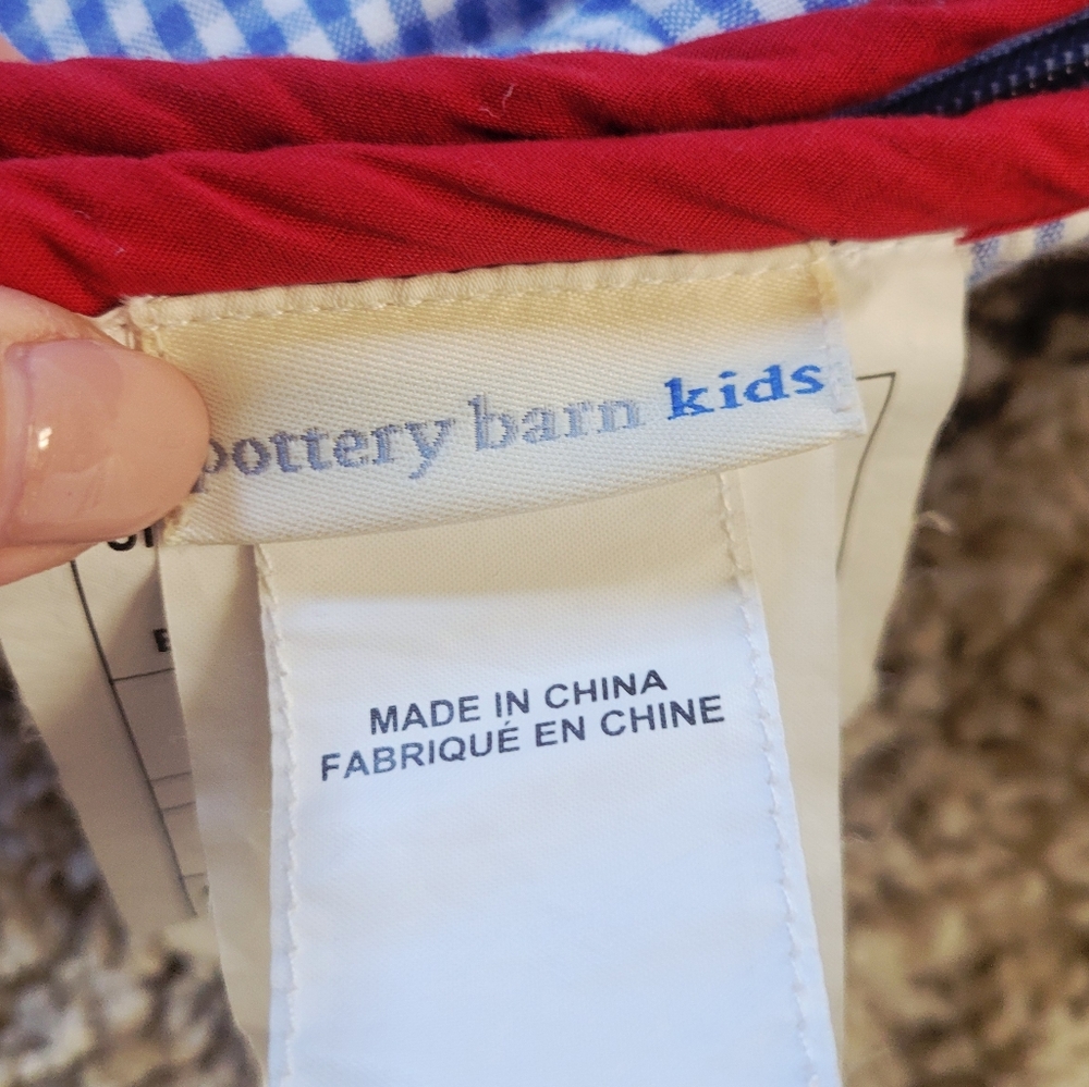 Pottery Barn Kids Shaggy Puppy Dog Sleeping Bag Blue Gingham SEAN - Picture 6 of 13